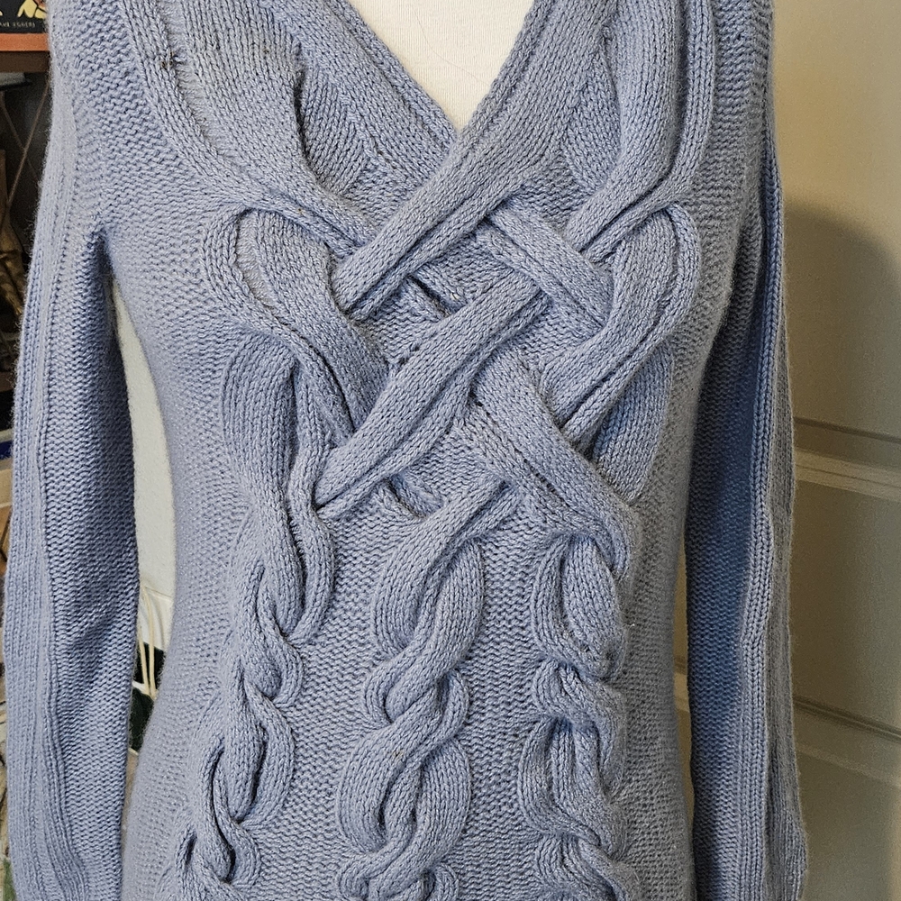 Women's Blue Cable Knit Sweater
